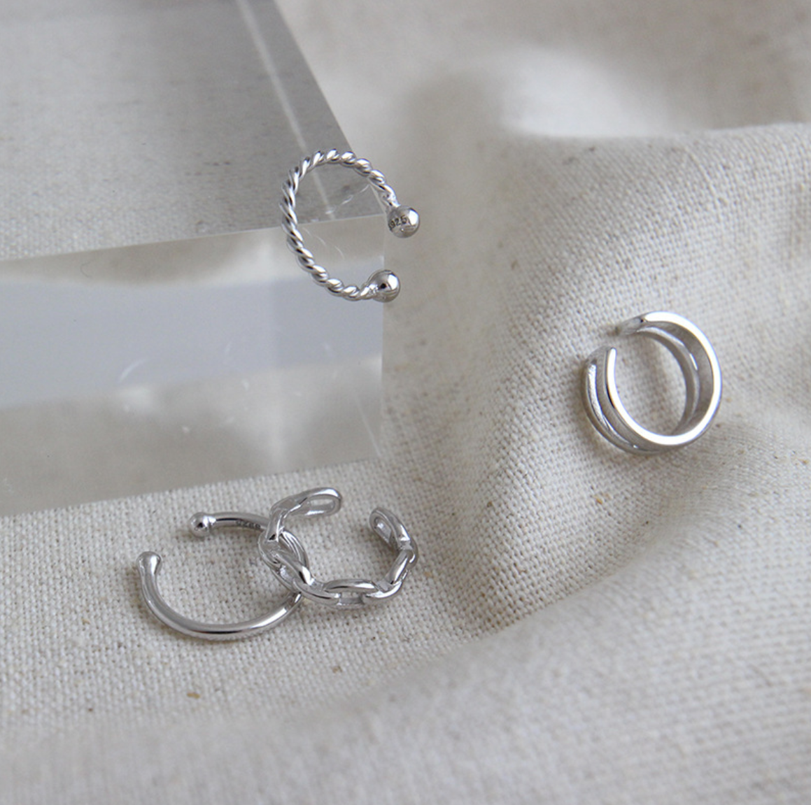 SILVANE Twisted Double Layer Huggie Hoop Earrings in S925 Sterling Silver