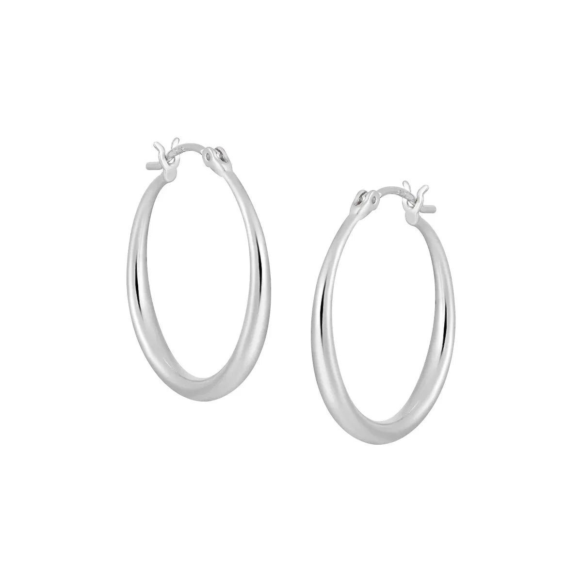 SILVANE Slim Polished Round Hoop Earrings in S925 Sterling Silver