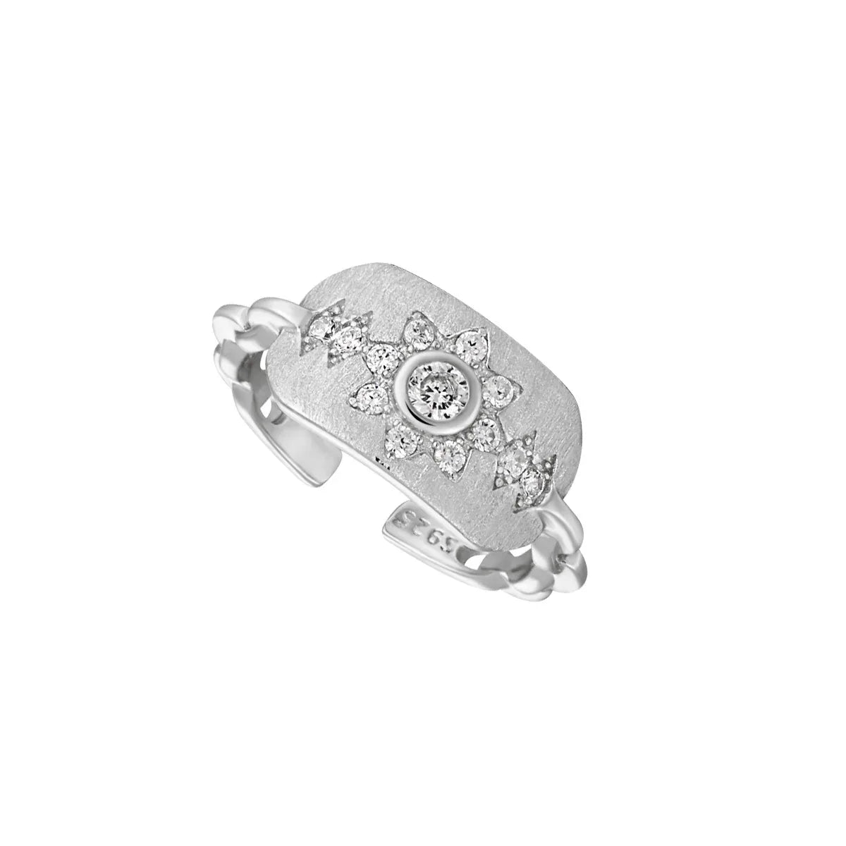 SILVANE Brushed Sunflower Paved Ring in S925 Sterling Silver