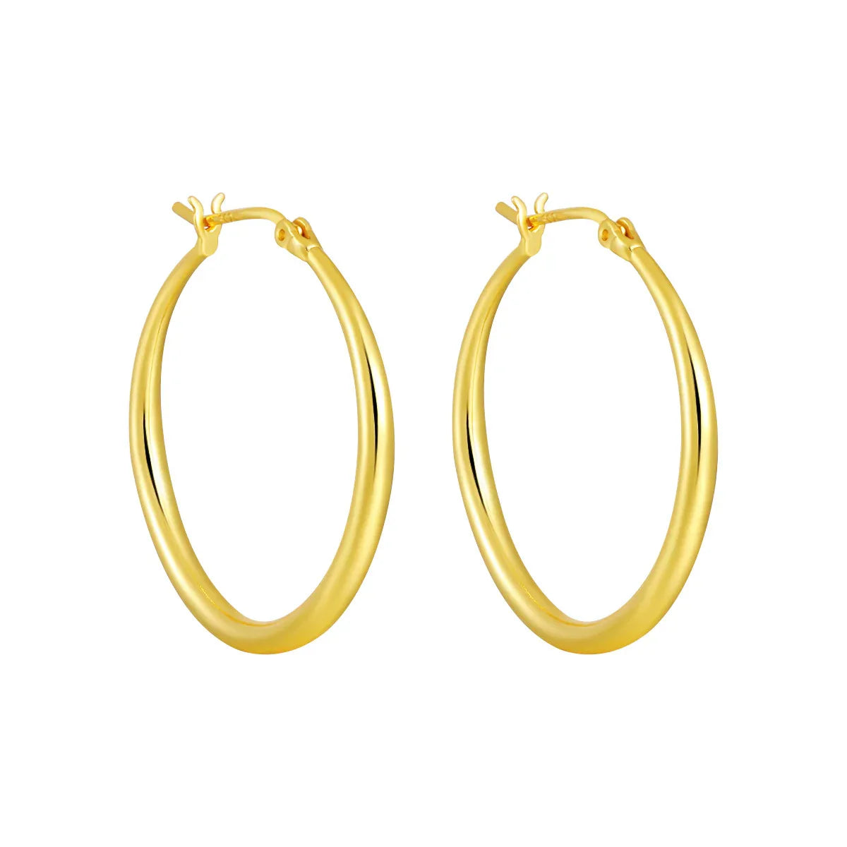 SILVANE Slim Polished Round Hoop Earrings in S925 Sterling Silver